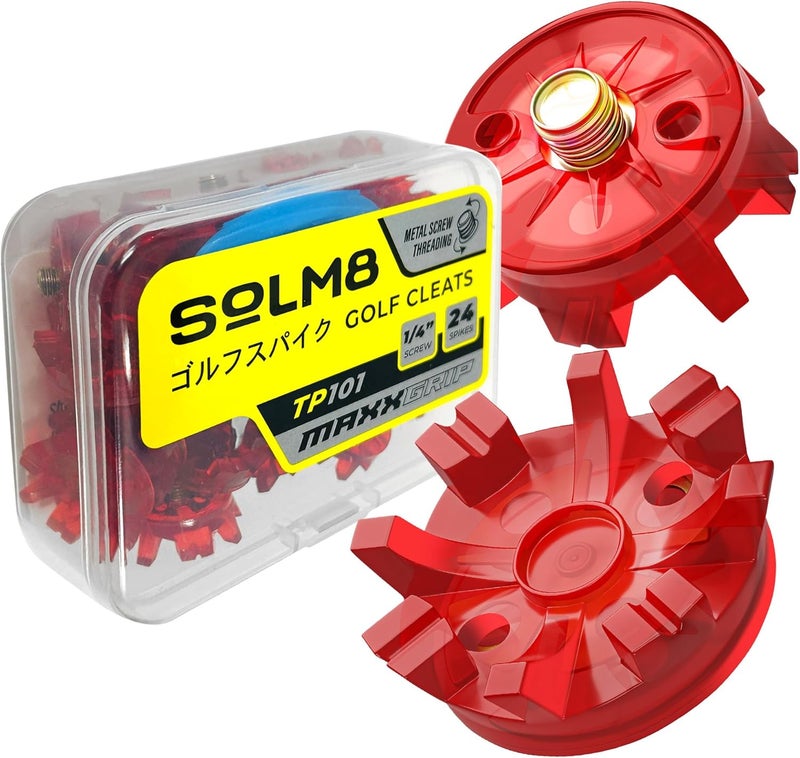SOLM8 Golf Shoe Replacement Spikes - Metal Screw Threading Dia ¼ Inch/6mm Easy to Install on Cricket & Golf Cleats (Spanner Included) - Image 1